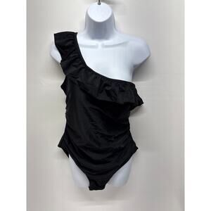 Dokotoo women’s XL one shoulder one piece swimsuit black tummy control bathing